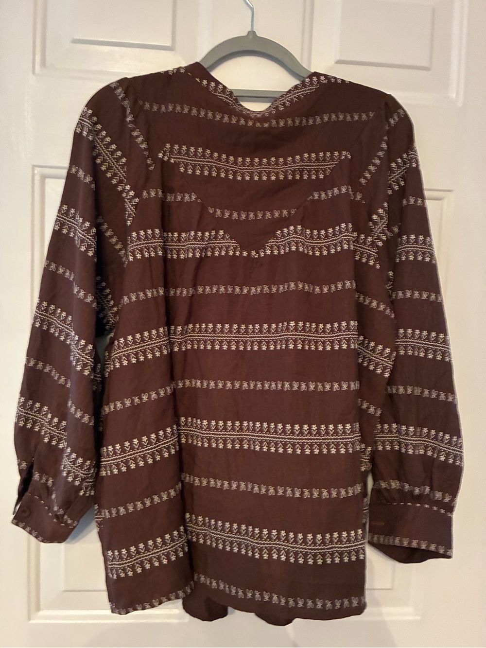 BloomChic Brown Button-Front Patterned Long-Sleeve Top - Picture 10 of 10